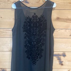 Sheer tunic w/ velvet brocade